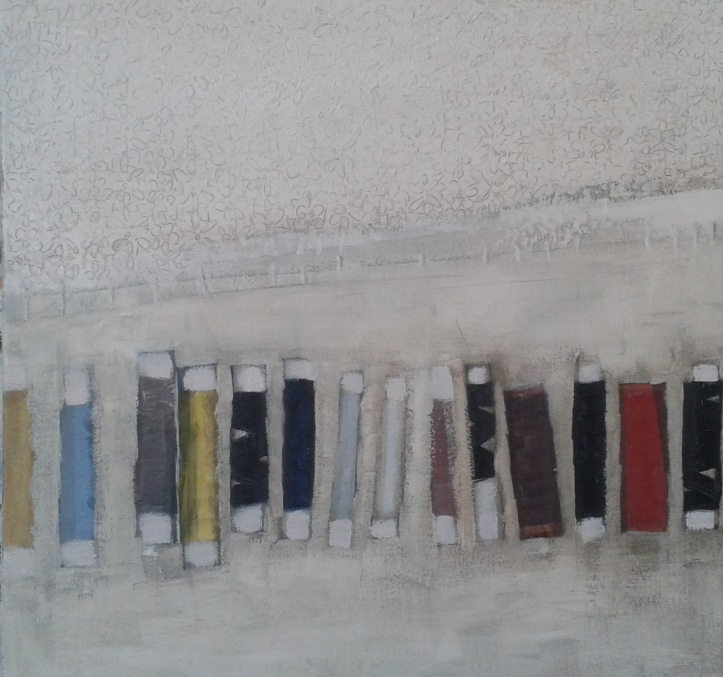 Miriam McConnon : "Coloured Threads", 50 x 50 oil on canvas