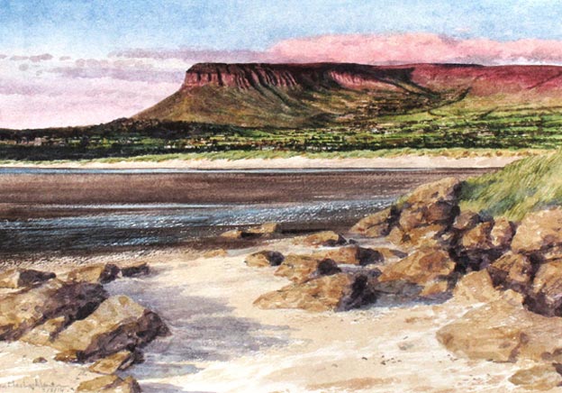 water colour painting of Ben Bulben by Eoin Mac Lochlainn