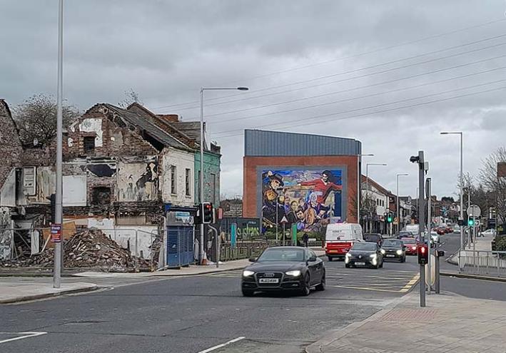 photo by Eoin Mac Lochlainn of George Best mural on the Newtownards Road Belfast